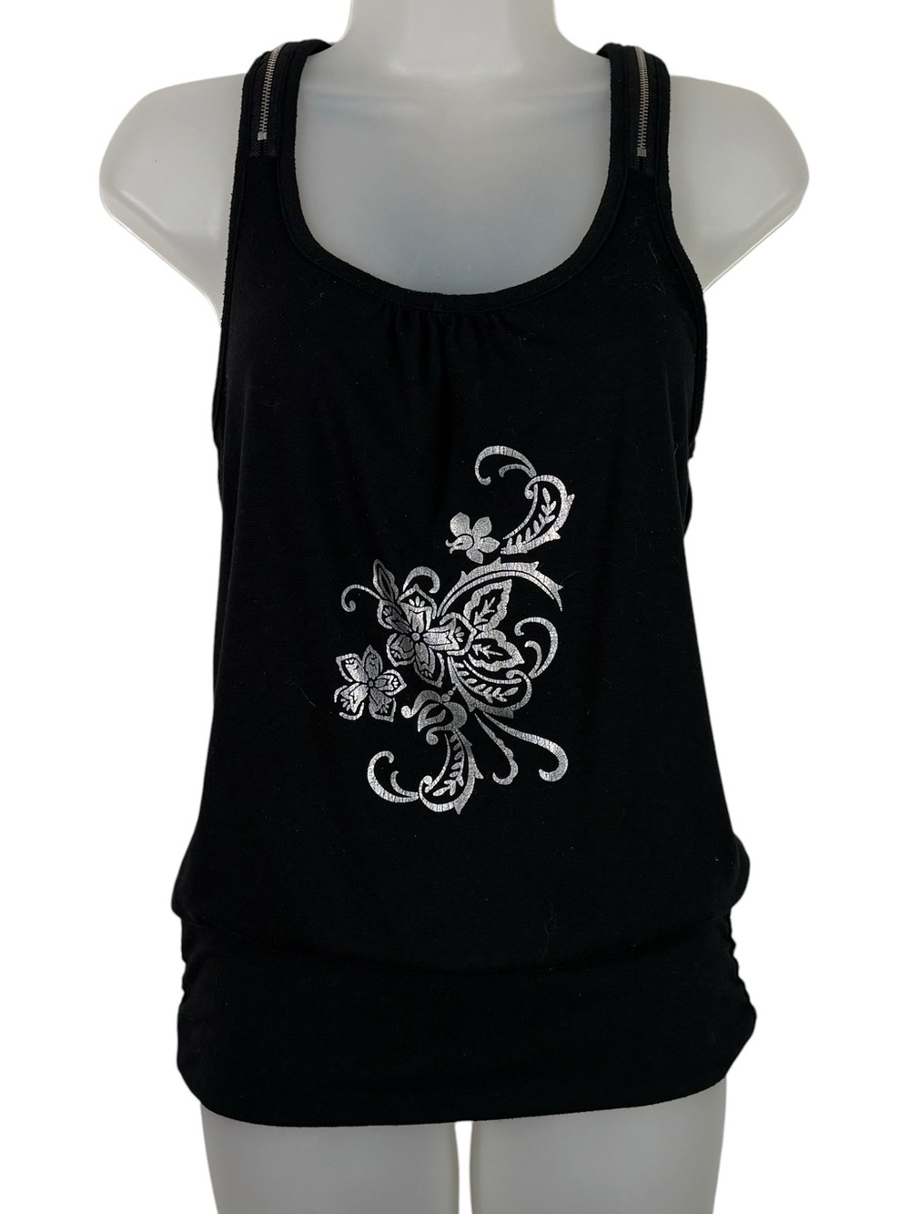 Beverly Hills Princess Black Y2K Grunge Zipper Strap McBling Tank Top Small S